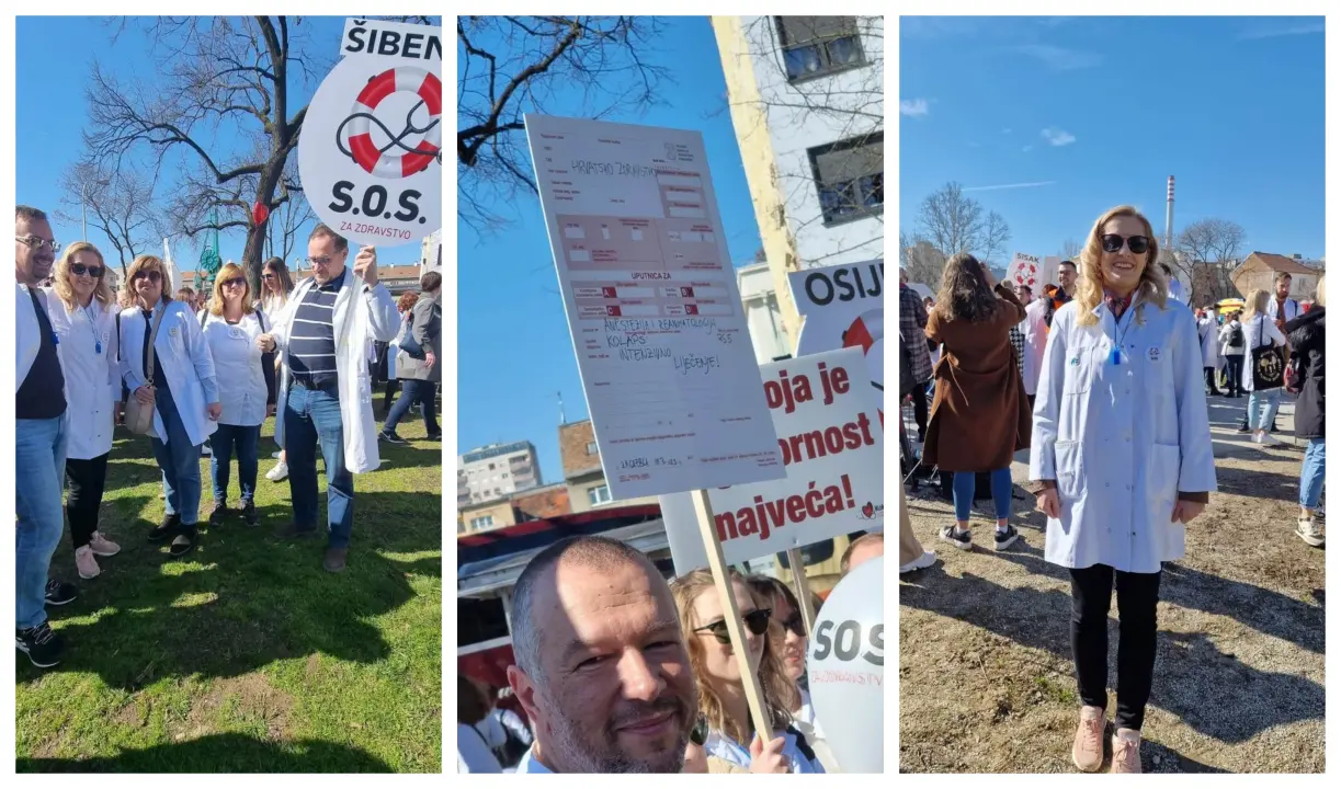 U Zagrebu prosvjedovalo 30 liječnika iz Šibenika: 'Ovo je posljednji poziv vlastima na zaokret prema zdravstvu'
