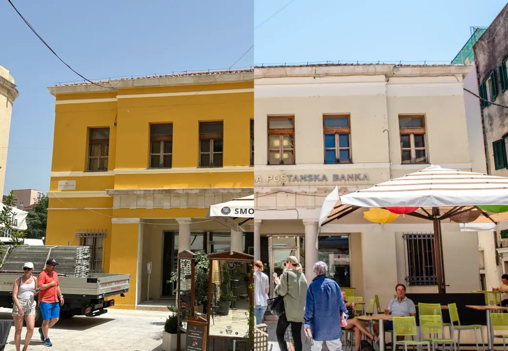Uklonjena skela: Kako vam se sviđa nova boja bivše Jadranske banke na početku Kalelarge?
