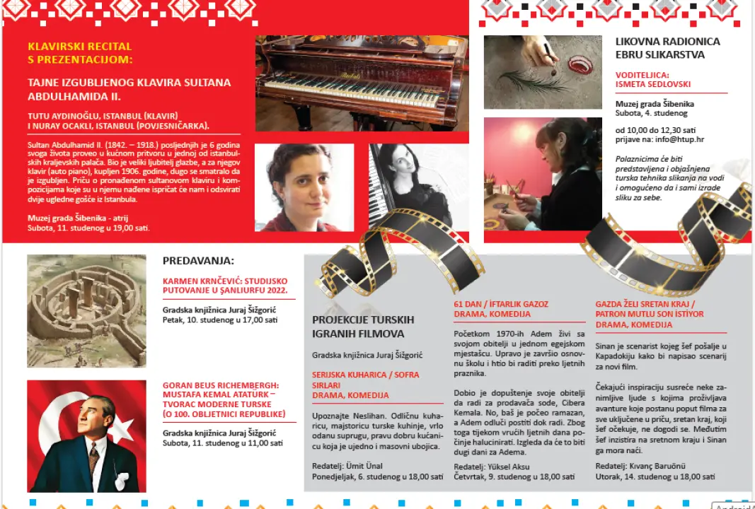 Dani turske kulture u Šibeniku: Očekuju vas radionice, izložbe, glazbena večer, filmovi… 